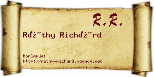 Réthy Richárd névjegykártya