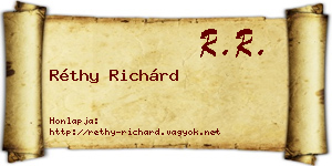 Réthy Richárd névjegykártya